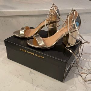 Lulus Kaira gold wedge heel